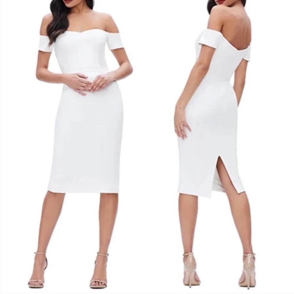 NWOT Dress the Population Bailey Off the Shoulder Dress white sz XXL